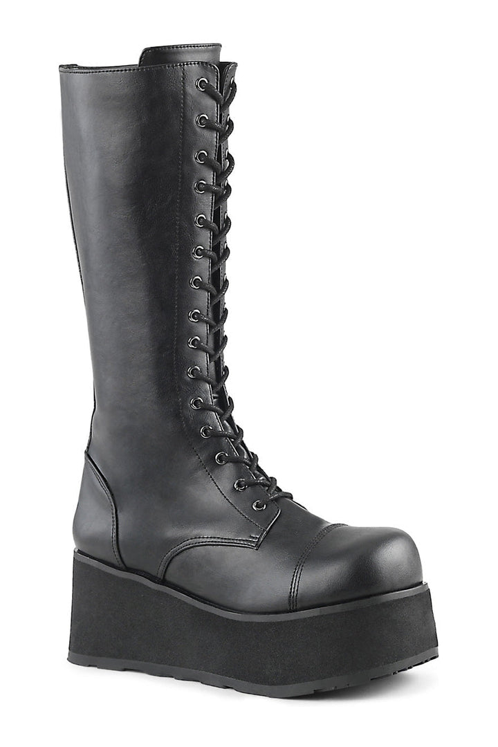 TRASHVILLE-502 Black Vegan Leather Knee Boot