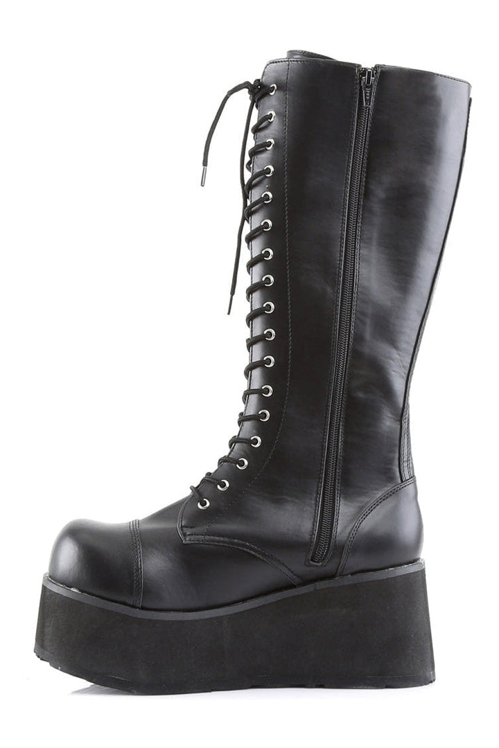 TRASHVILLE-502 Black Vegan Leather Knee Boot