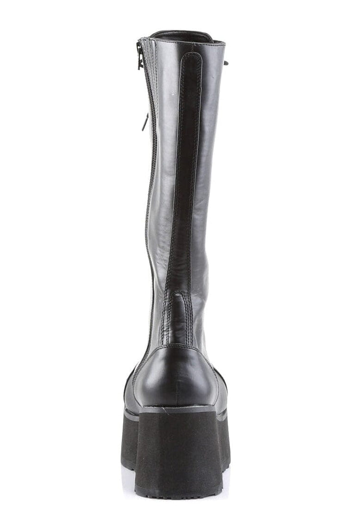 TRASHVILLE-502 Black Vegan Leather Knee Boot