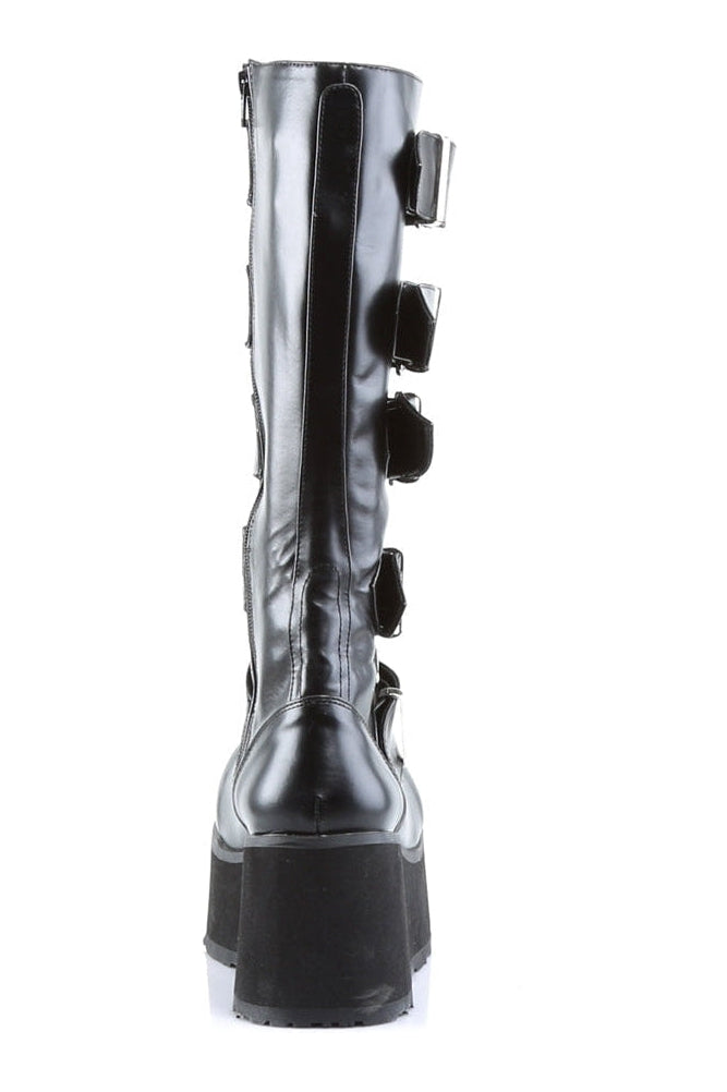 TRASHVILLE-518 Black Vegan Leather Knee Boot
