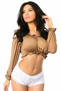 Daisy Corsets Tan Long Sleeve Peasant Top in Nude  from SexyShoes.com