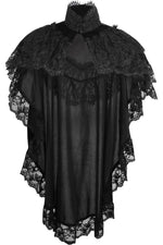 Tapered Black Velvet & Lace Capelet
