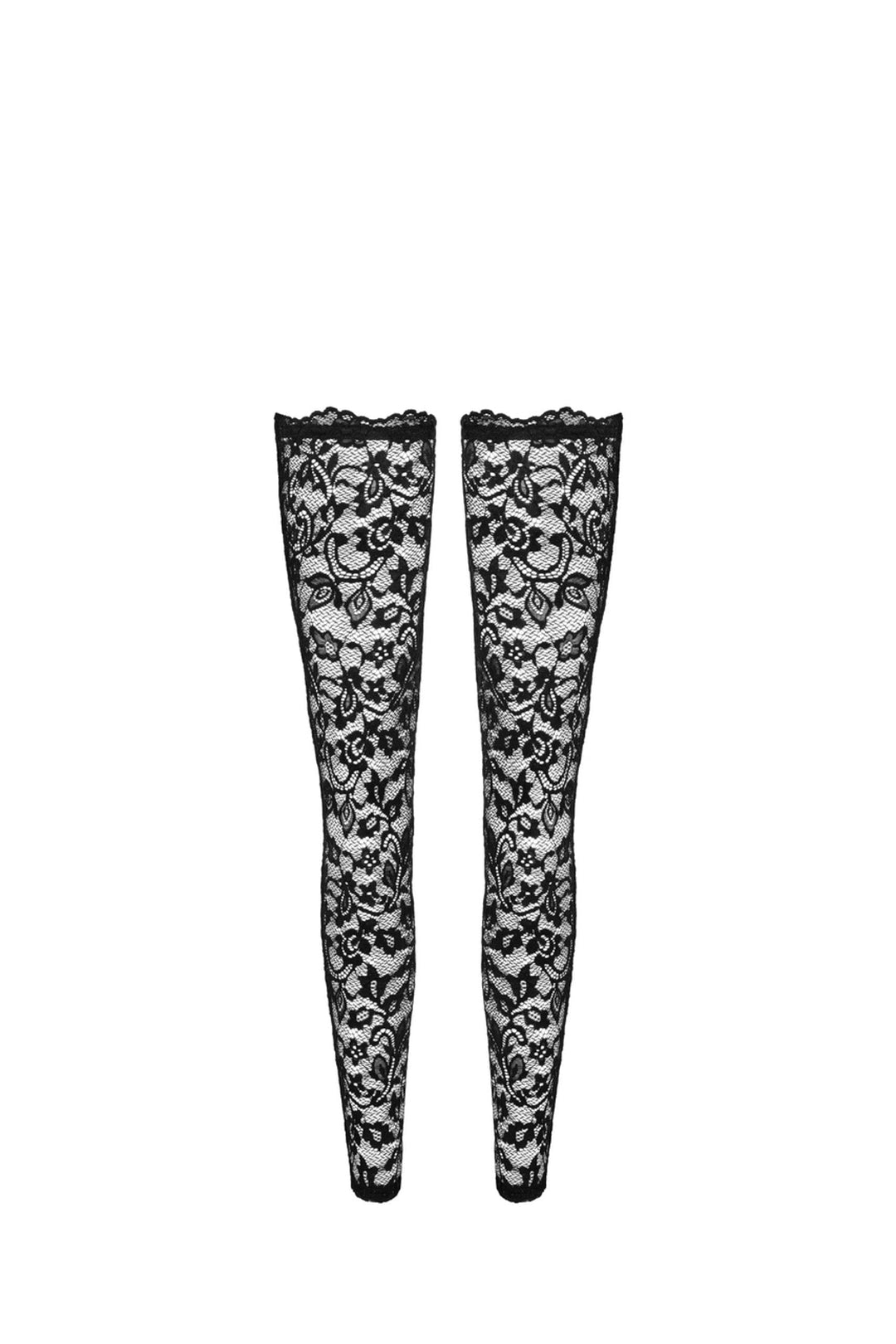 Noir Handmade Thigh High Lace Stockings in Black 