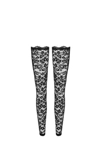 Noir Handmade Thigh High Lace Stockings in Black 