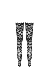 Noir Handmade Thigh High Lace Stockings in Black 