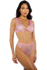 Think Pink Rhinestone Tube 2-Piece Short Set