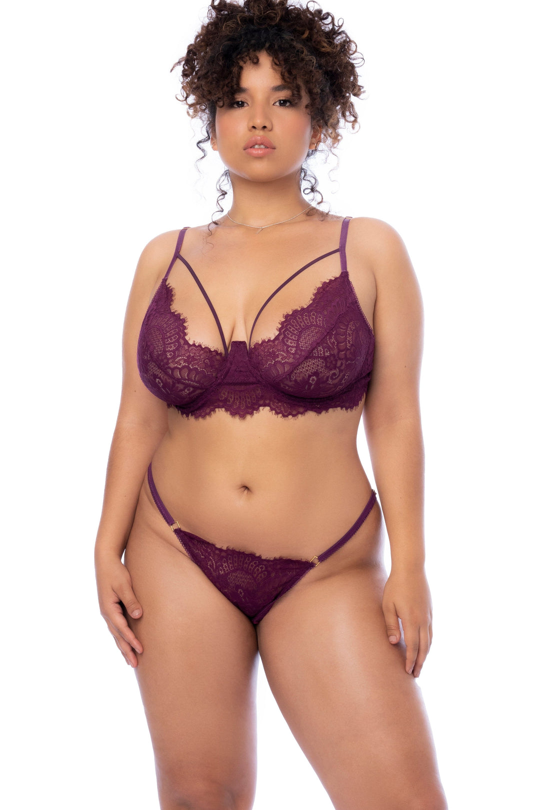 Three Piece Eyelash Lace Set-Lingerie Sets-SEXYSHOES.COM