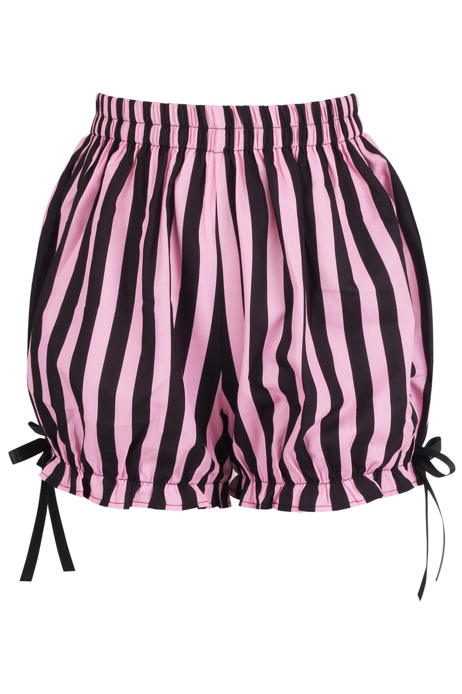Top Drawer 2 PC Pink/Black Striped Burlesque Steel Boned Corset & Bloomer Set