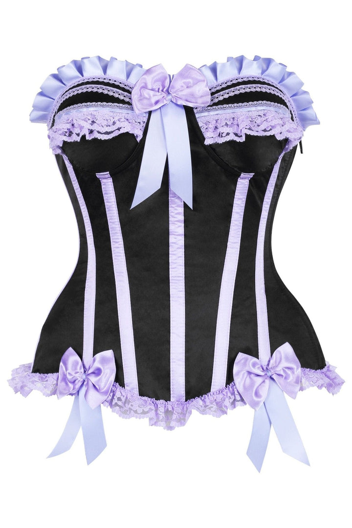 Top Drawer 2 PC Purple/Black Burlesque Steel Boned Corset & Bloomer Set
