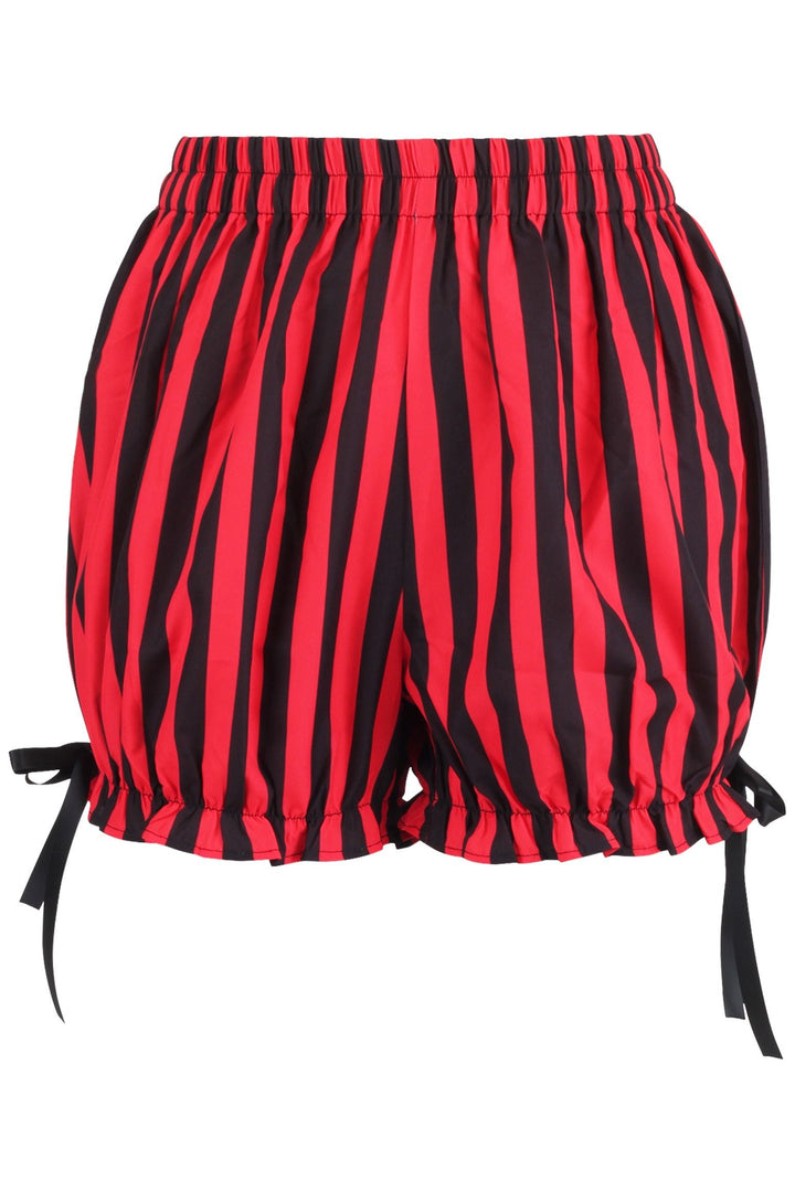 Top Drawer 2 PC Red/Black Striped Burlesque Steel Boned Corset & Bloomer Set
