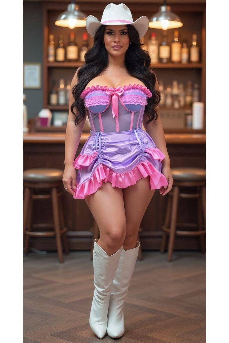 Daisy Corsets Top Drawer 2 PC Steel Boned Purple/Pink Mesh Underwire Bustier Corset & Skirt Set in Purple 