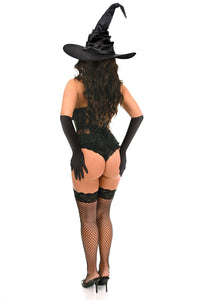 Daisy Corsets Top Drawer 3 PC Black Lace Witch Corset Costume in Black 