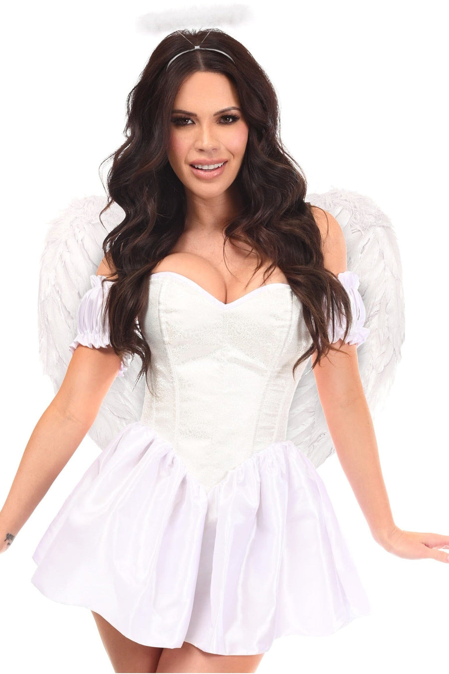 Daisy Corsets Top Drawer 3 PC Brocade Angel Corset Costume in White 