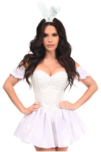 Daisy Corsets Top Drawer 3 PC Brocade Bunny Corset Dress Costume in White 