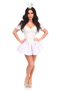 Daisy Corsets Top Drawer 3 PC Brocade Bunny Corset Dress Costume in White  from SexyShoes.com