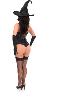 Daisy Corsets Top Drawer 3 PC Pin Up Witch Corset Costume in Black 