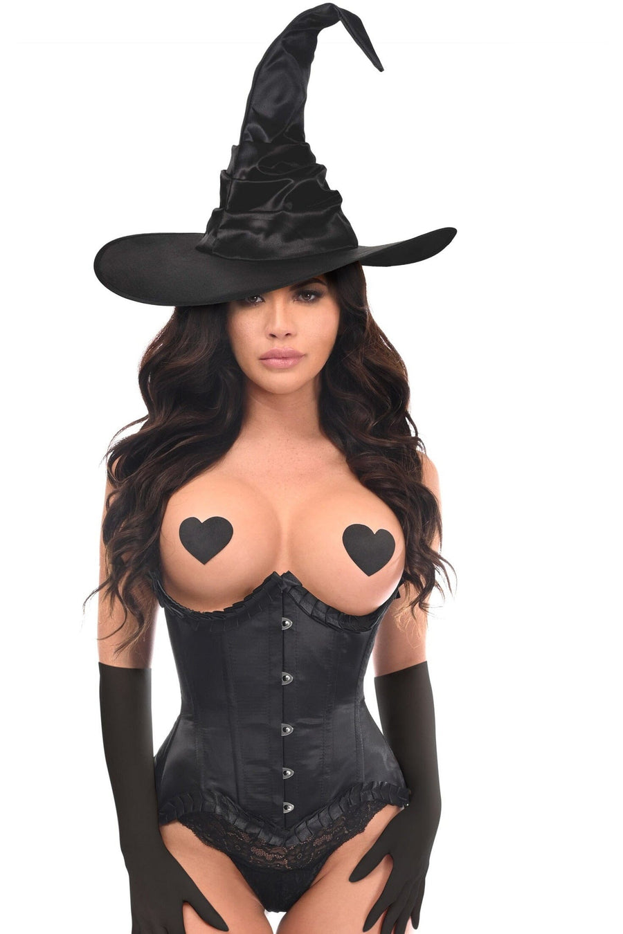 Daisy Corsets Top Drawer 3 PC Pin Up Witch Corset Costume in Black 