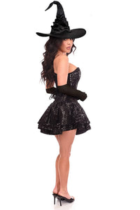Daisy Corsets Top Drawer 3 PC Sequin Witch Corset Dress Costume in Black 