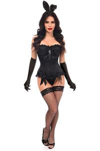 Daisy Corsets Top Drawer 4 PC Black Burlesque Bunny Corset Costume in Black  from SexyShoes.com