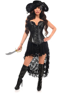 Daisy Corsets Top Drawer 4 PC Black Lace Premium Pirate Corset Costume in Black  from SexyShoes.com