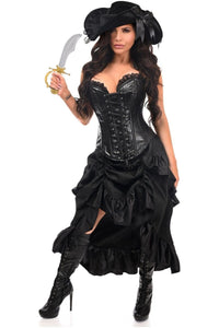 Daisy Corsets Top Drawer 4 PC Black Premium Pirate Corset Costume in Black  from SexyShoes.com
