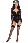 Top Drawer 4 PC Black Sequin Corset Cop Costume