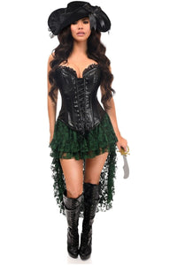 Daisy Corsets Top Drawer 4 PC Black/Green Lace Premium Pirate Corset Costume in Black  from SexyShoes.com