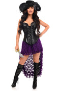 Top Drawer 4 PC Black/Plum Lace Premium Pirate Corset Costume
