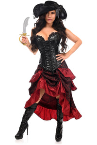 Daisy Corsets Top Drawer 4 PC Black/Red Premium Pirate Corset Costume in Red  from SexyShoes.com