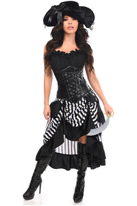 Daisy Corsets Top Drawer 4 PC Black/White Premium Pirate Corset Costume in Black  from SexyShoes.com