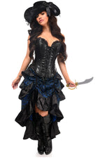 Top Drawer 4 PC Blue/Black Premium Pirate Corset Costume