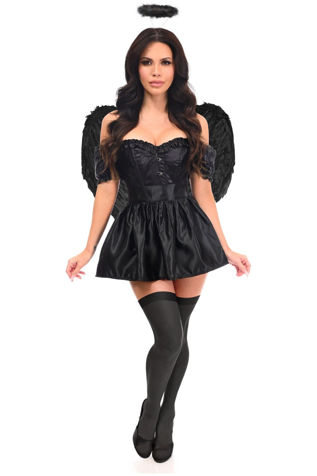 Daisy Corsets Top Drawer 4 PC Dark Angel Corset Costume in Black  from SexyShoes.com