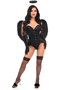 Daisy Corsets Top Drawer 4 PC Gothic Angel Premium Corset Costume in Black  from SexyShoes.com
