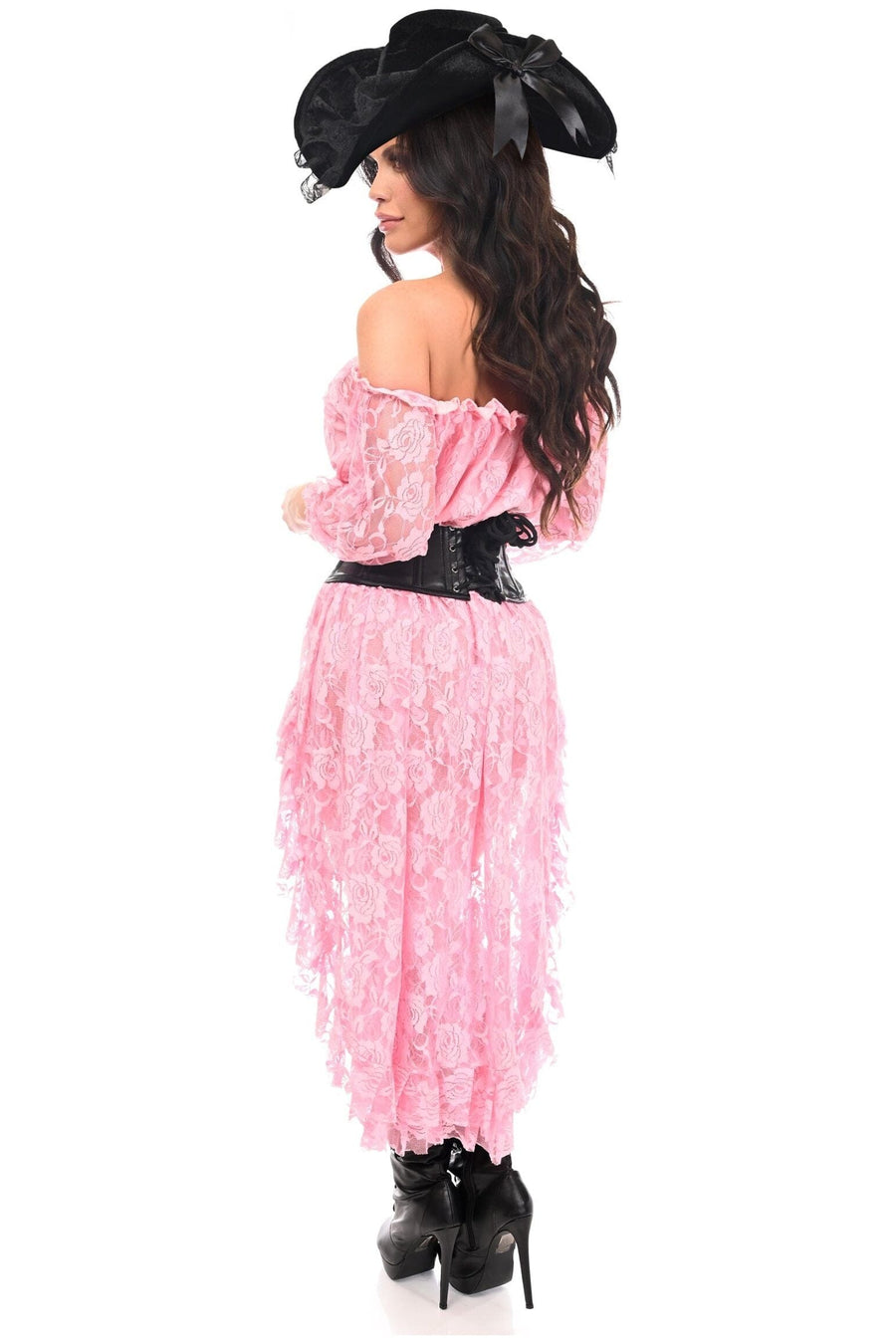 Daisy Corsets Top Drawer 4 PC Lt Pink Premium Pirate Corset Costume in Pink 
