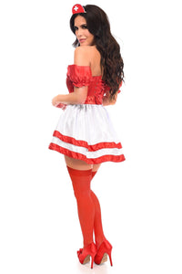 Daisy Corsets Top Drawer 4 PC Naughty Nurse Corset Costume in Red 