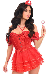 Daisy Corsets Top Drawer 4 PC Nurse Corset & Tutu Costume in Red 