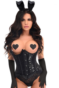 Daisy Corsets Top Drawer 4 PC Pin Up Bunny Corset Costume in Black 