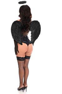 Daisy Corsets Top Drawer 4 PC Pin Up Dark Angel Corset Costume in Black 