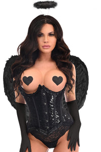 Daisy Corsets Top Drawer 4 PC Pin Up Dark Angel Corset Costume in Black 