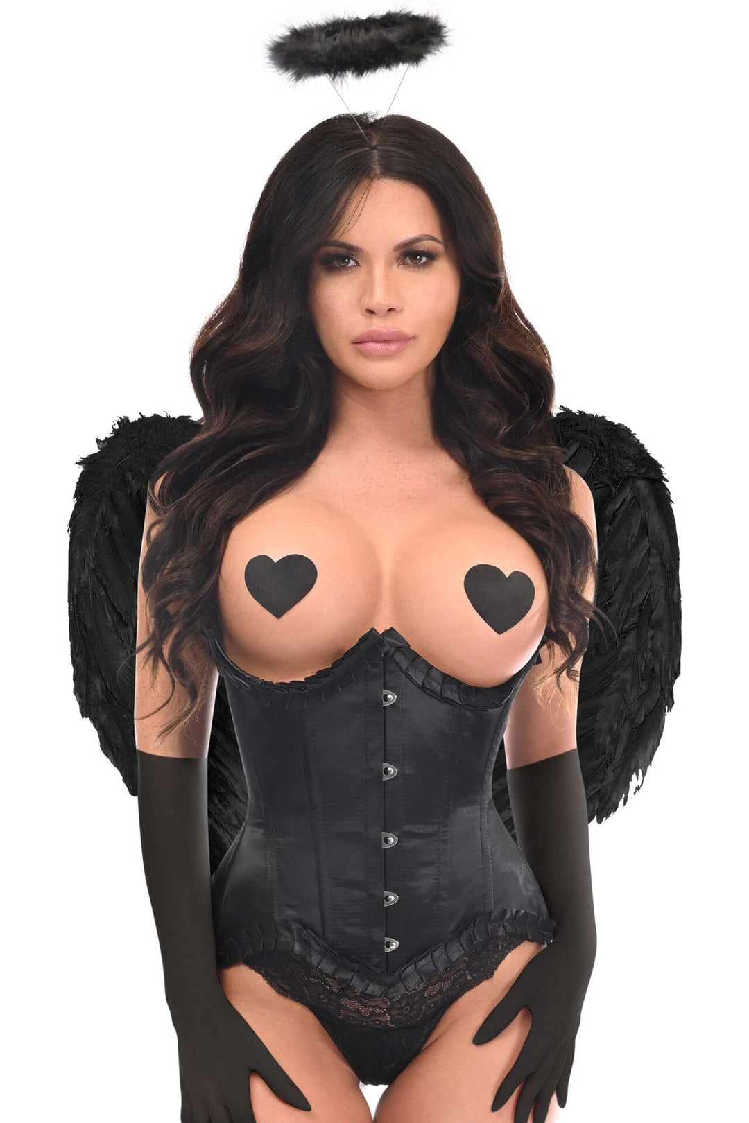 Daisy Corsets Top Drawer 4 PC Pin Up Dark Angel Corset Costume in Black 