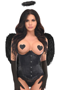 Daisy Corsets Top Drawer 4 PC Pin Up Dark Angel Corset Costume in Black 