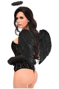 Daisy Corsets Top Drawer 4 PC Premium Black Angel Corset Costume in Black 