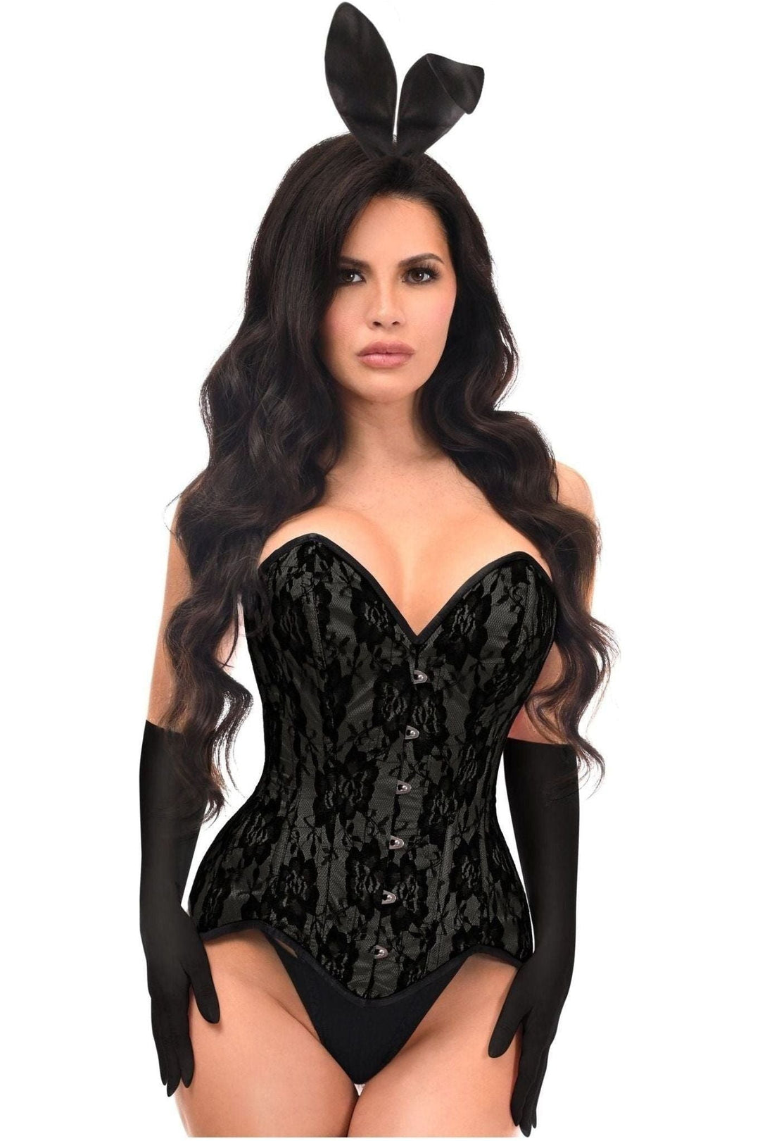 Daisy Corsets Top Drawer 4 PC Premium Black Bunny Corset Costume in Black 