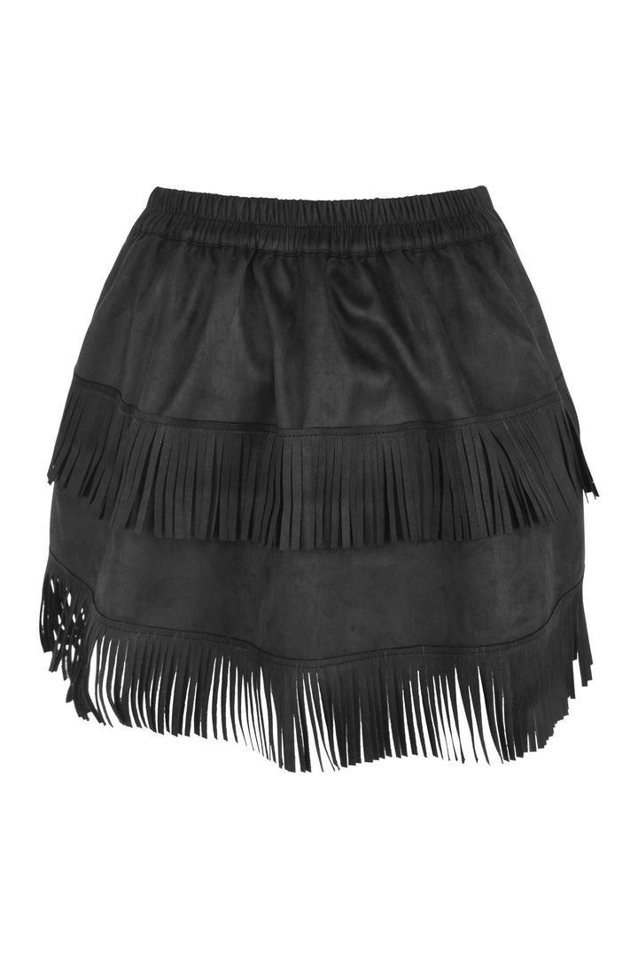 Top Drawer 4 PC Premium Black Suede Fringe Cowgirl Corset Costume