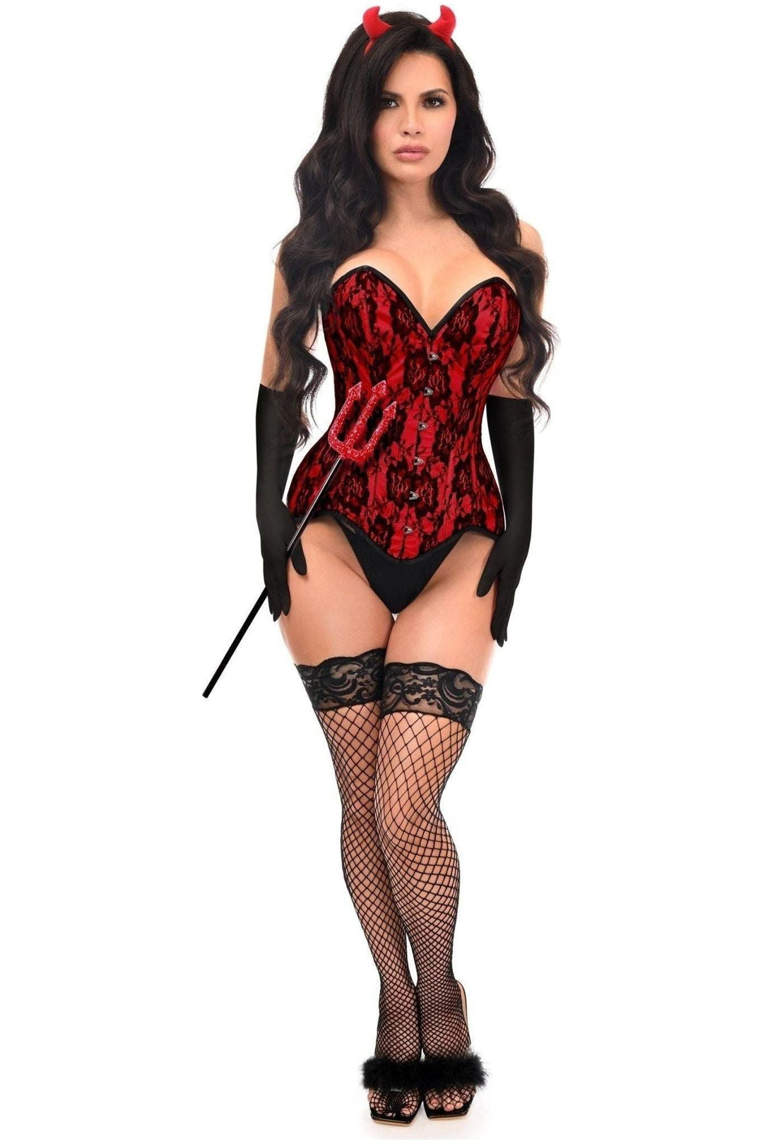 Daisy Corsets Top Drawer 4 PC Premium Devil Corset Costume in Red  from SexyShoes.com
