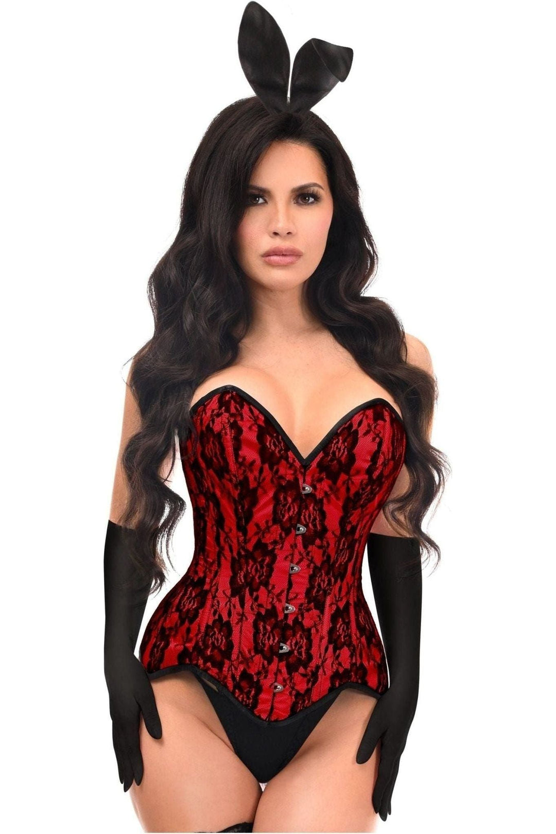 Daisy Corsets Top Drawer 4 PC Premium Red Bunny Corset Costume in Red 