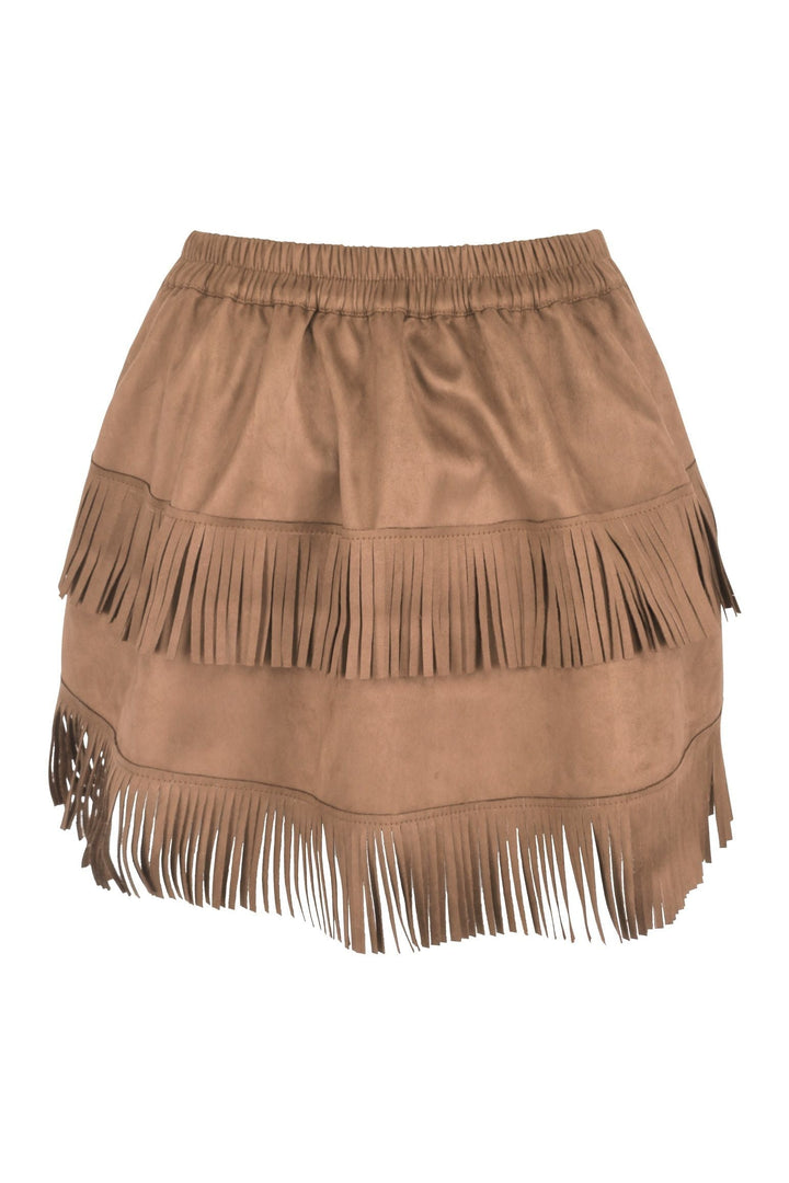 Top Drawer 4 PC Premium Tan Suede Fringe Cowgirl Corset Costume