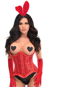Daisy Corsets Top Drawer 4 PC Red Pin Up Bunny Corset Costume in Red 