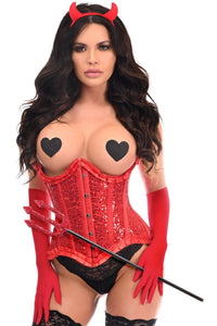 Daisy Corsets Top Drawer 4 PC Red Pin Up Devil Corset Costume in Red 