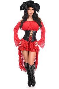 Daisy Corsets Top Drawer 4 PC Red Premium Pirate Corset Costume in Red  from SexyShoes.com